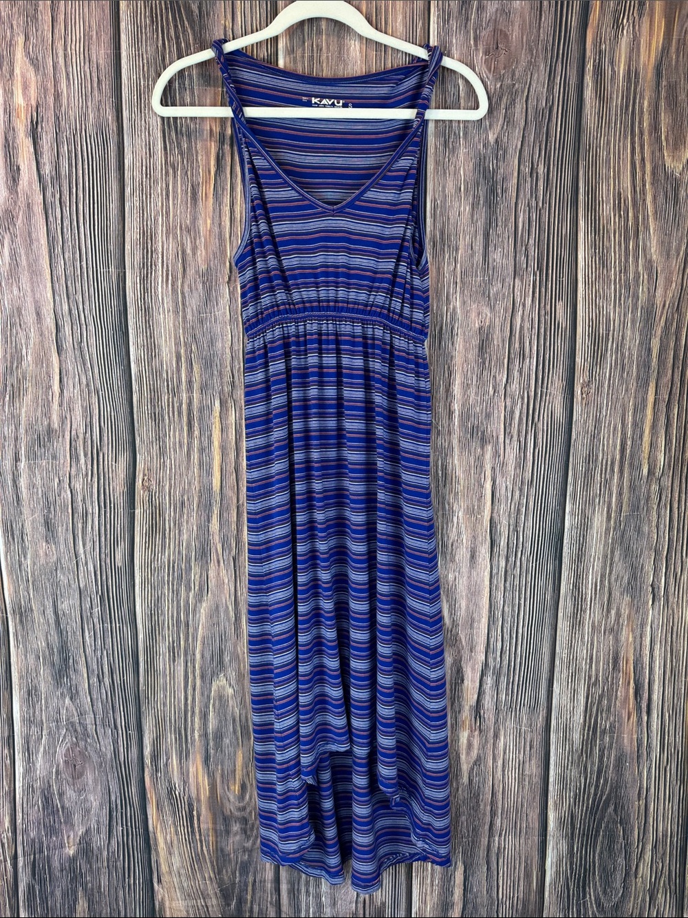 Kavu Striped Blue & Purple Tank Midi Dress